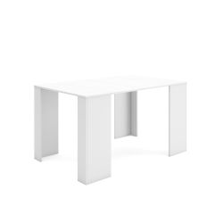 Table Console extensible avec rallonges,jusqu'à 140 cm, couleur Blanc brillant.
