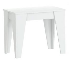 Table, Console de salle à manger extensible avec rallonges jusqu'à 146 cm, couleur blanche, Dimensions fermée : 90x53.6x74 cm.