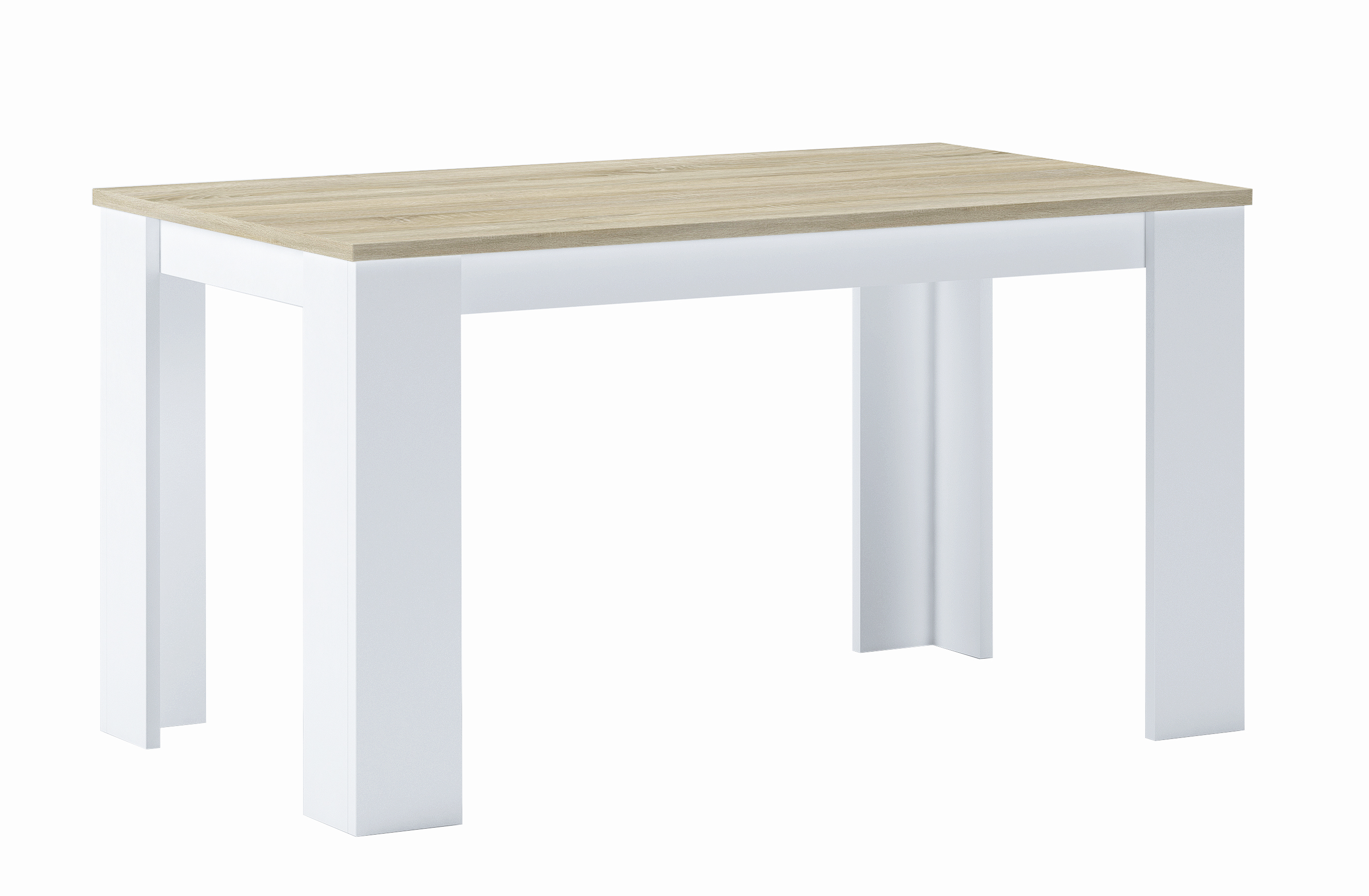 Table de salle à manger et séjour, 140 cm rectang. chêne clair et blanc,80x138x75cm