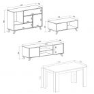 Ensemble Wind Buffet-Meuble TV-Table centrale-Table fixe Blanc/Ciment