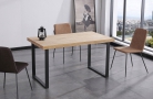 Table à manger fixe, salon, modèle NORDISH, chêne massif nordique de 54 mm d'épaisseur, Pieds métalliques, mesure 140x80x76cm de haut.