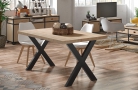 Table à manger fixe, salon, modèle X-LOFT, plateau en bois massif de chêne sauvage de 54 mm d'épaisseur, Pieds métalliques, mesure 140x80x76cm de hauteur.