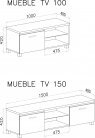 Meuble bas TV LED, Séjour, Blanc Mate et Blanc Laqué, 150 x 40 x 42 cm