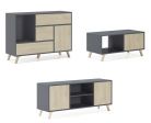 Set Wind, Gris/Puccini Buffet-Meuble TV-Table Basse