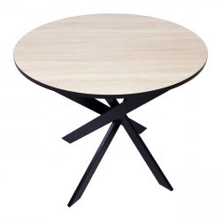 Table à manger ronde Ø90cm couleur chêne/noir